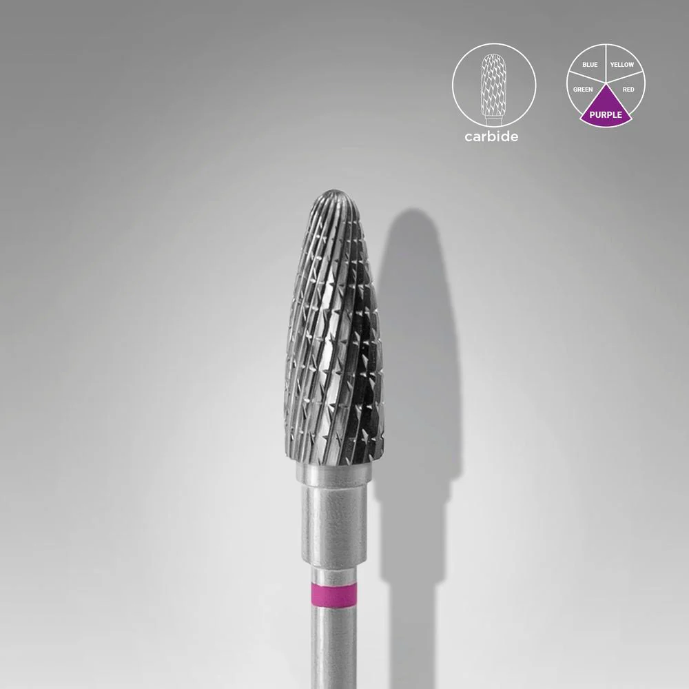 STALEKS EXPERT Carbide nail drill bit corn purple, head diameter 5 mm, working part 13 mm