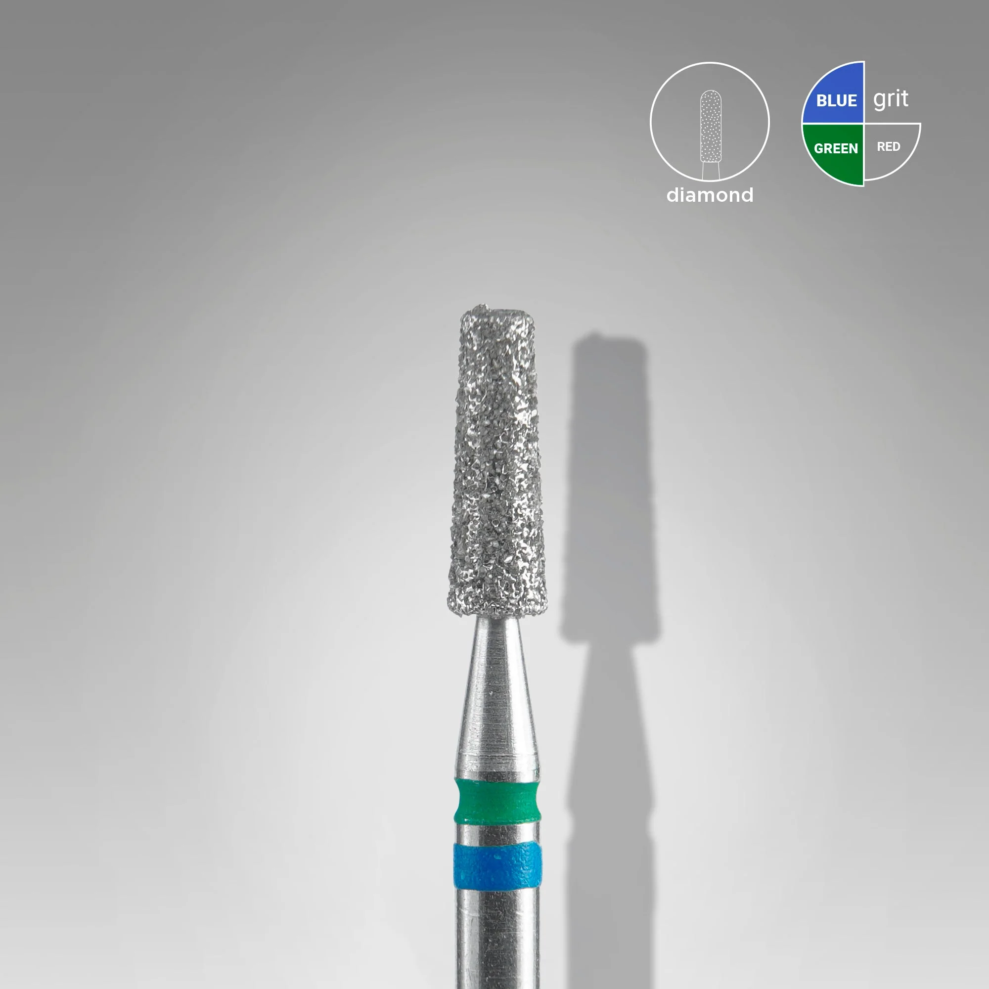 STALEKS EXPERT Diamond nail drill bit DUO cone blue-green, head diameter 2,5 mm, working part 8 mm