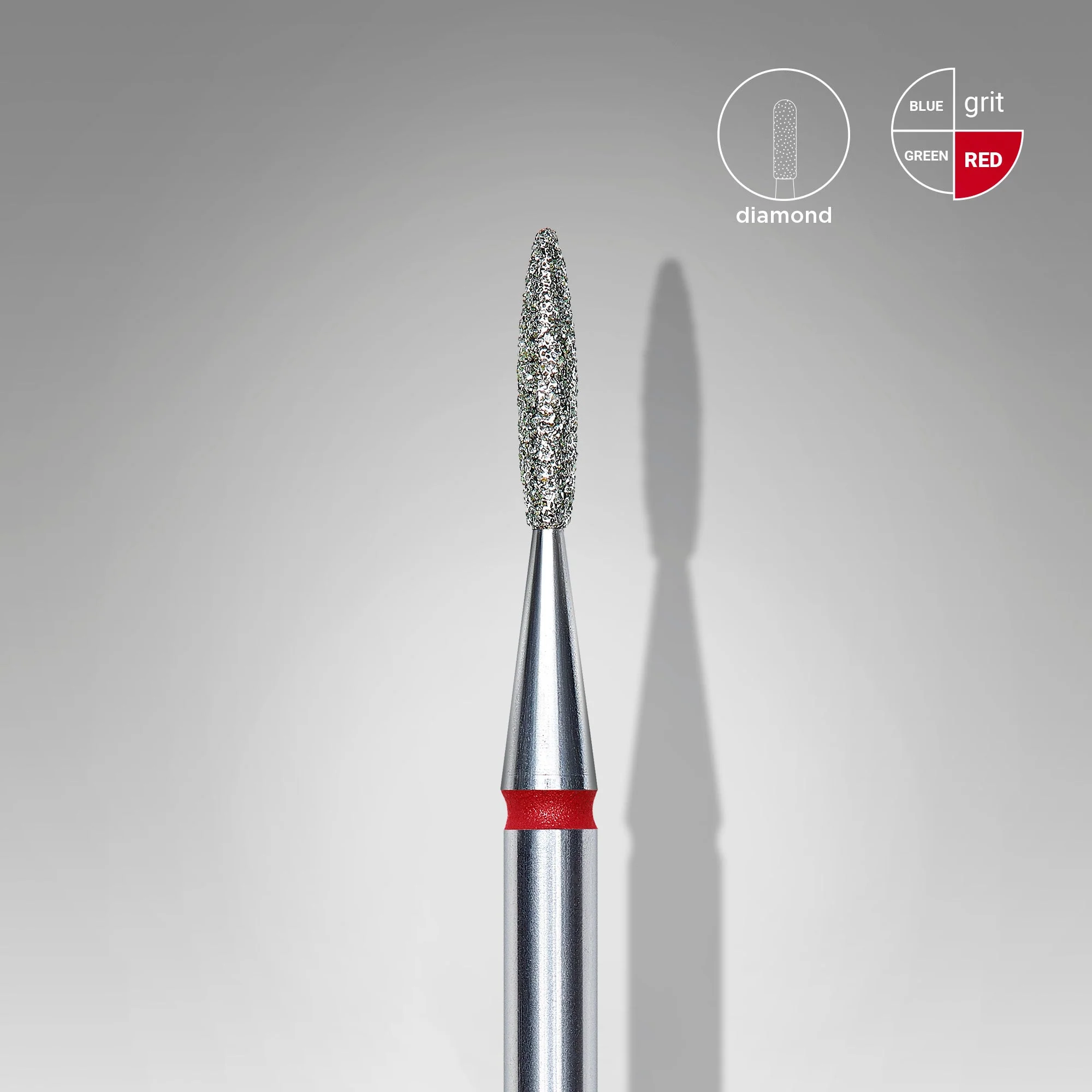 STALEKS EXPERT Diamond nail drill bit flame red, head diameter 1,6 mm, working part 8 mm