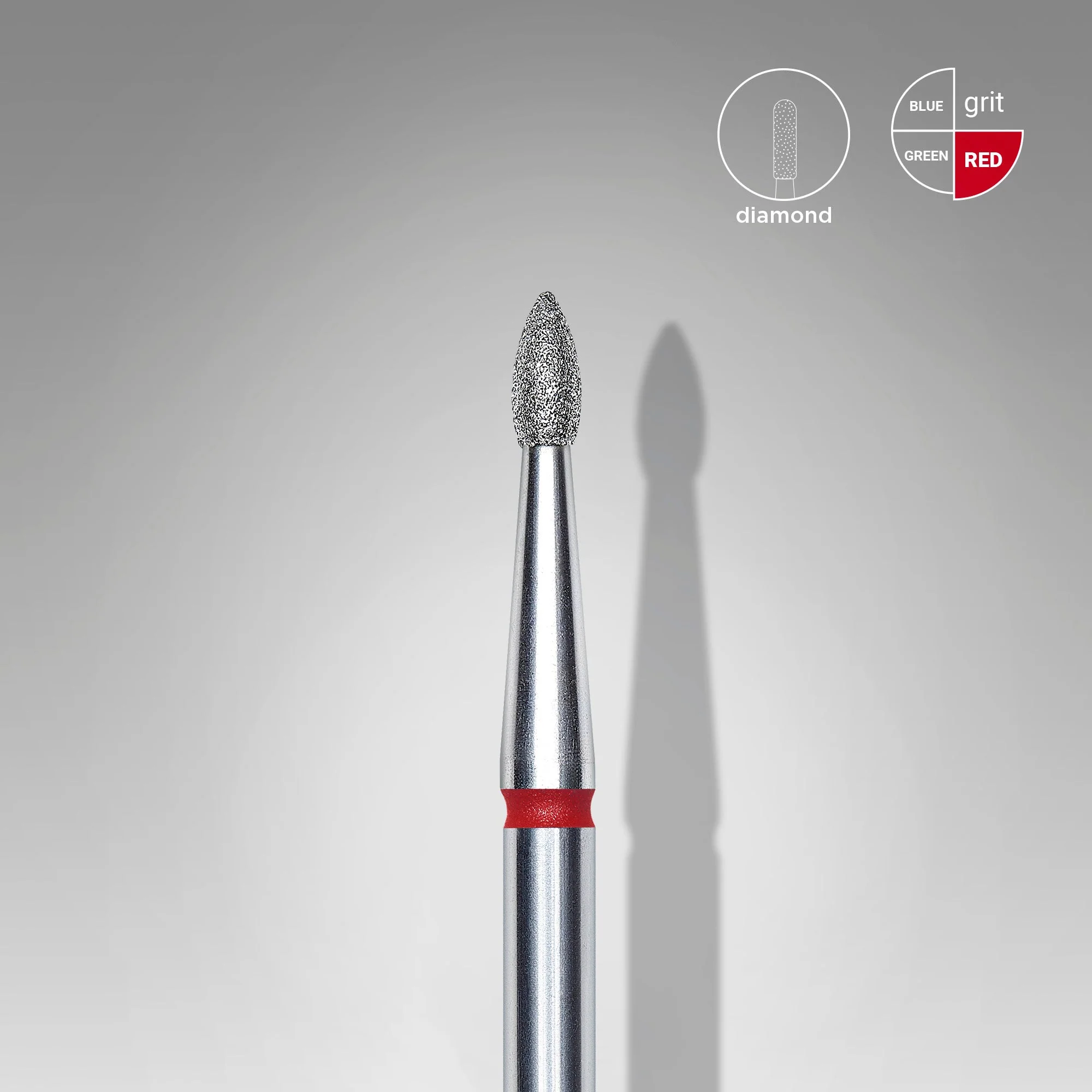 STALEKS EXPERT Diamond nail drill bit pointed bud red, head diameter 1,8 mm, working part 4 mm