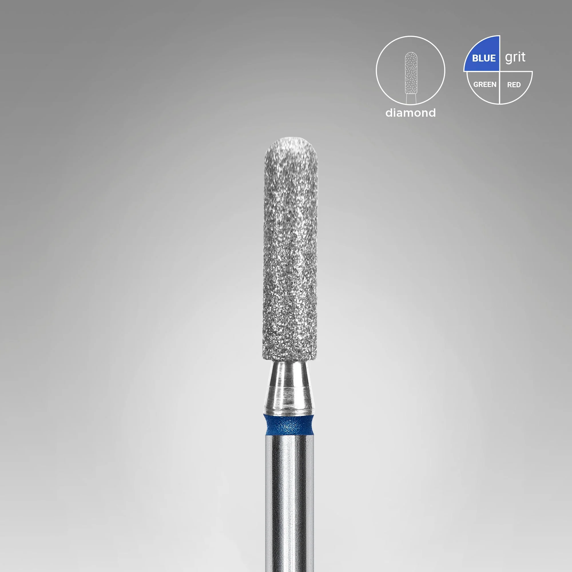 STALEKS EXPERT Diamond nail drill bit rounded cylinder blue, head diameter 2,5 mm, working part 10 mm