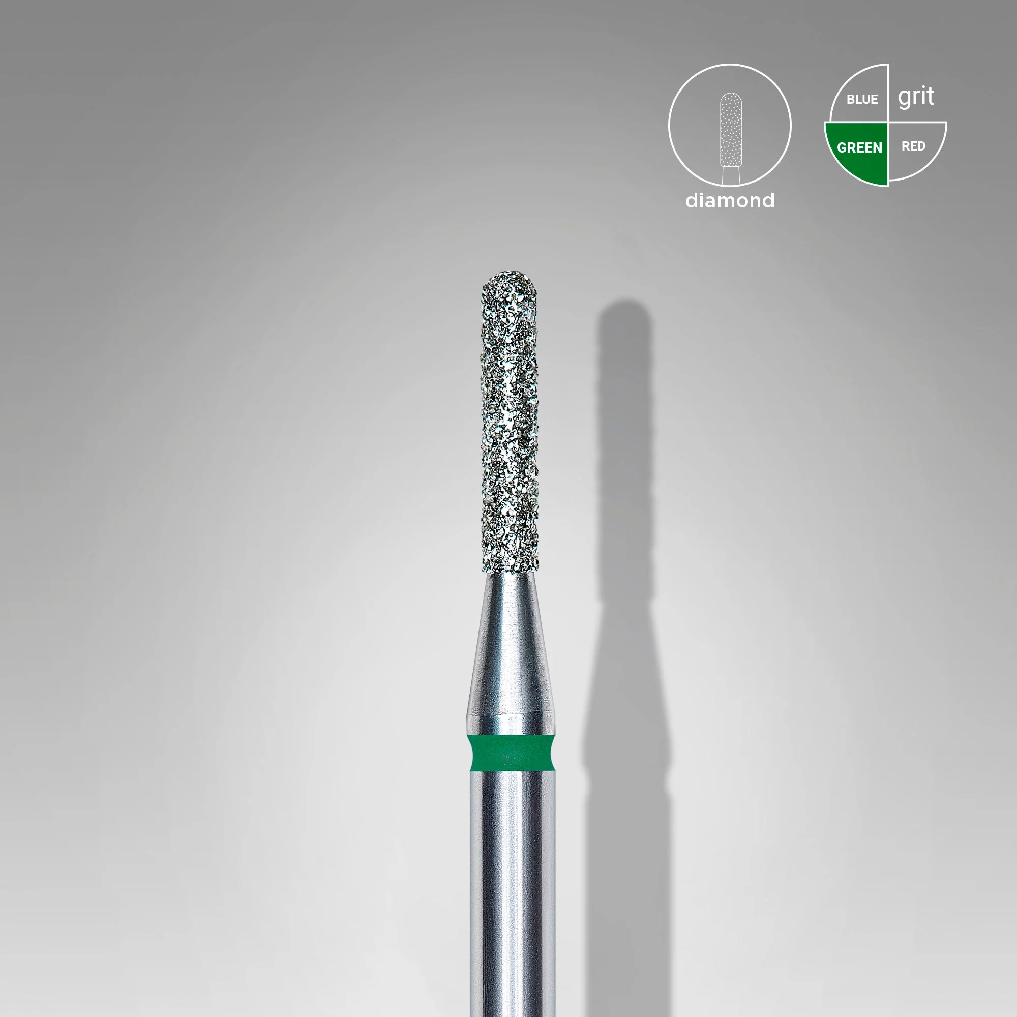 STALEKS EXPERT Diamond nail drill bit rounded cylinder green, head diameter 1,4 mm, working part 8 mm