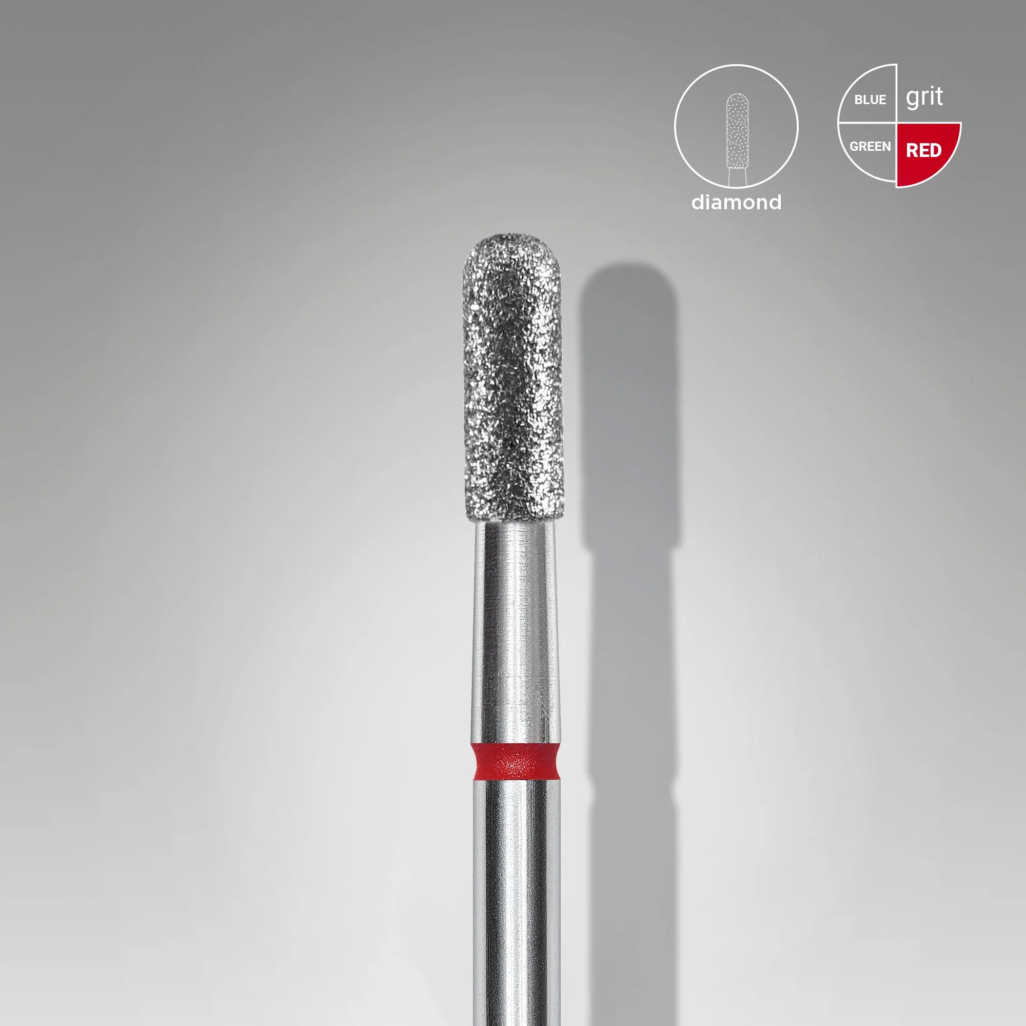 STALEKS EXPERT Diamond nail drill bit rounded cylinder red, head diameter 2,3 mm, working part 6,5 mm