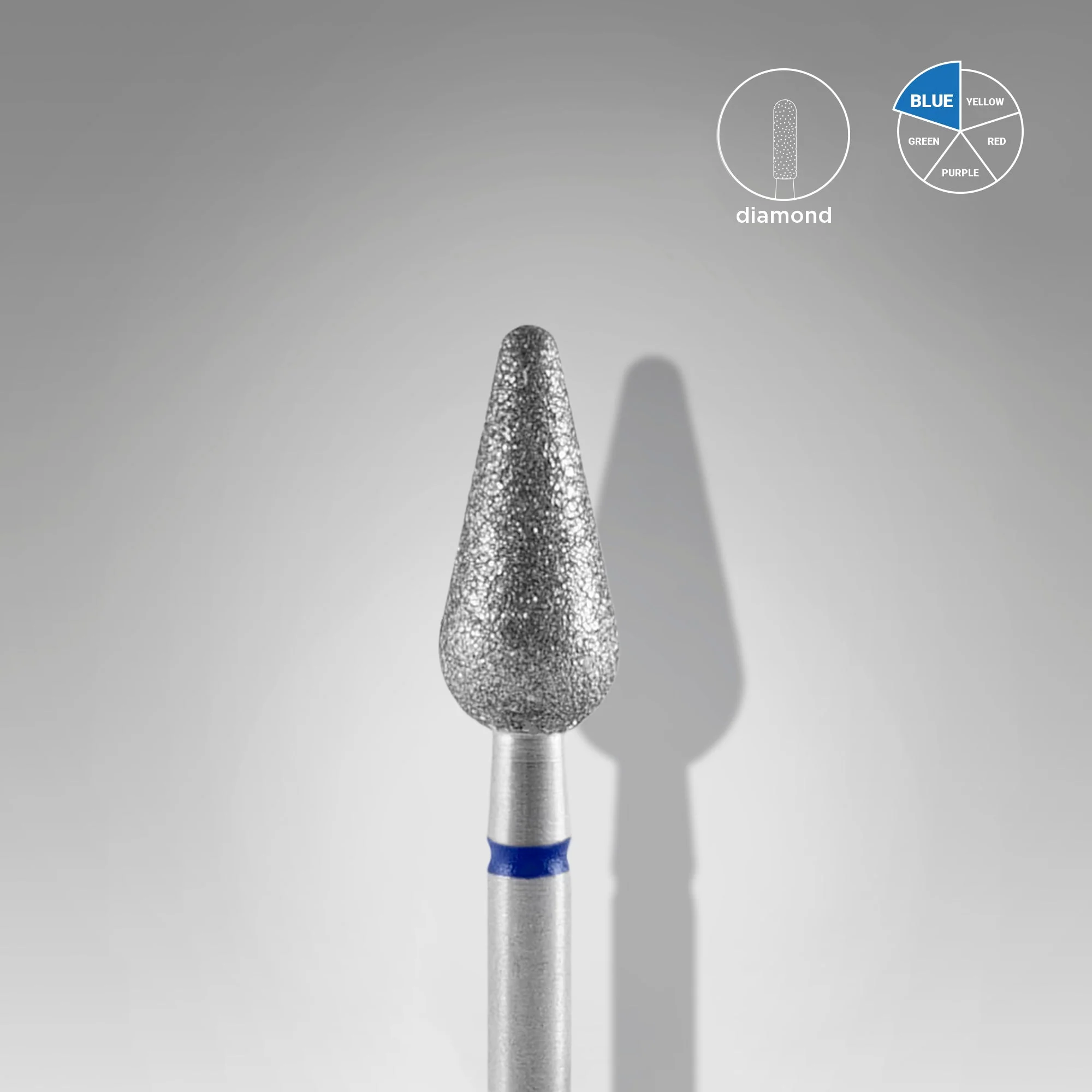 STALEKS EXPERT Diamond nail drill bit rounded pear blue, head diameter 5 mm, working part 12 mm