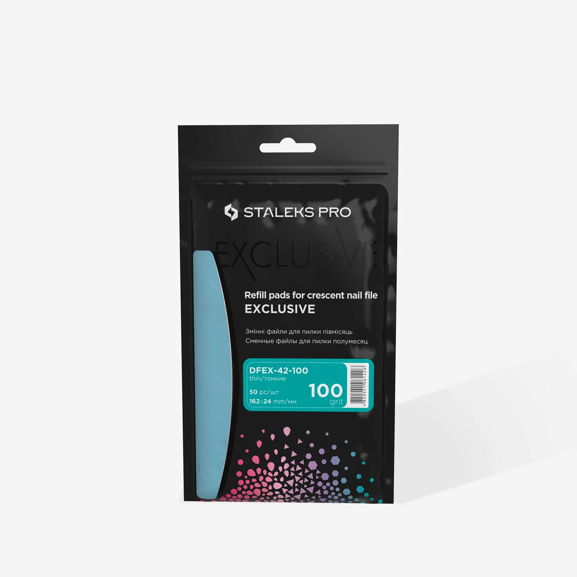Disposable files for crescent nail file EXCLUSIVE 42, 100 grit (50 pcs) - Image 3