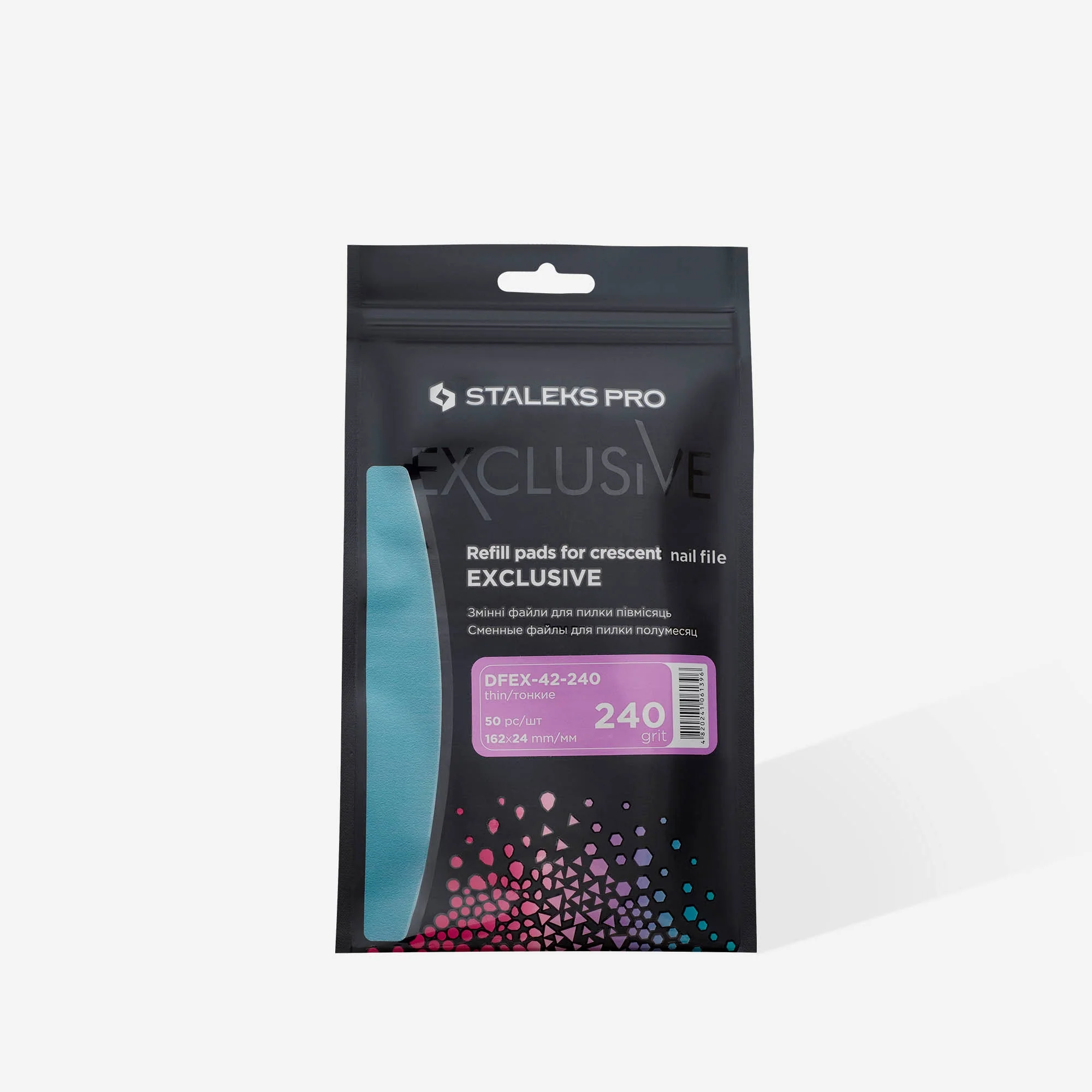 Disposable files for crescent nail file EXCLUSIVE 42, 240 grit (50 pcs) - Image 3
