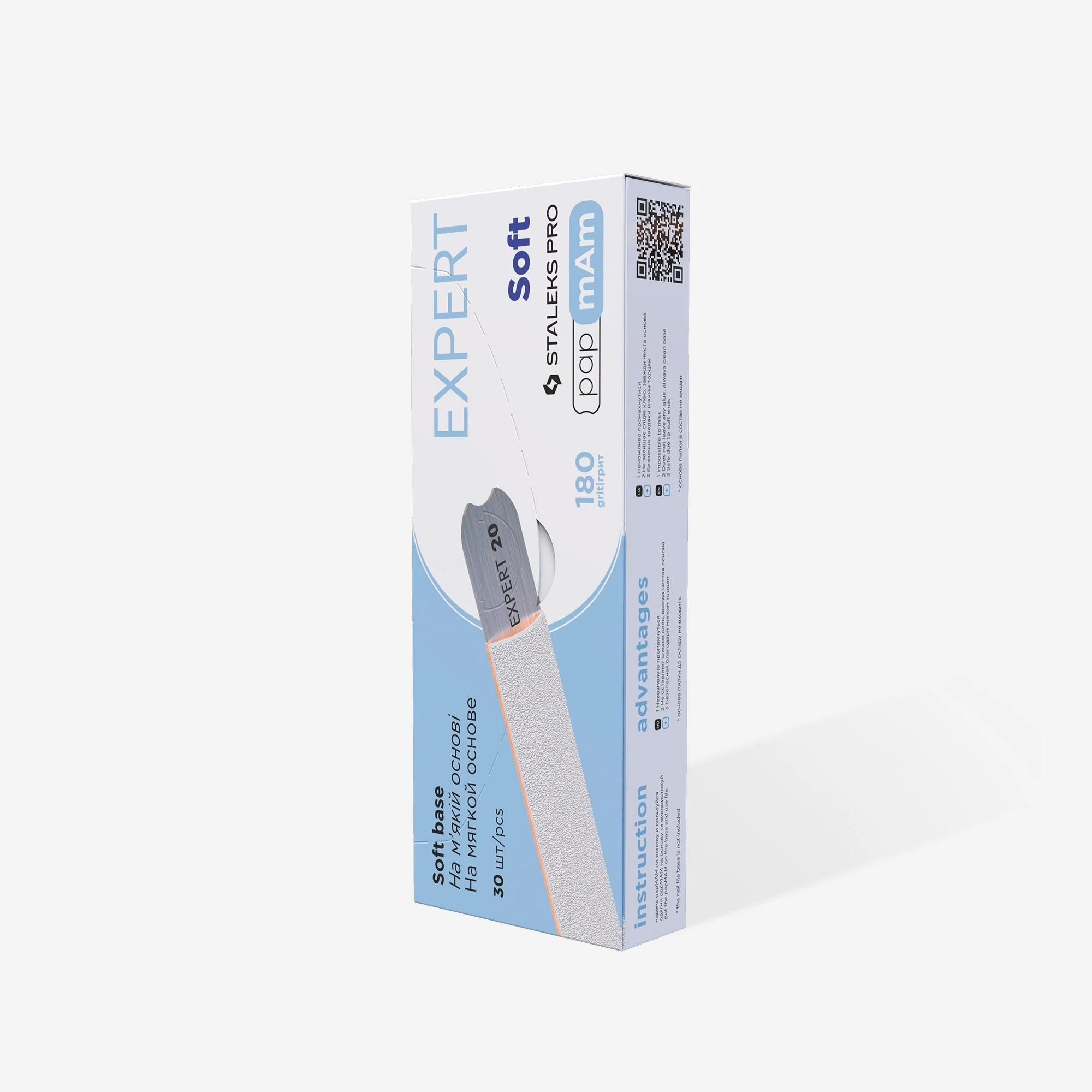 STALEKS EXPERT 20 papmAm Nail files for straight base on soft foam layer, 180 grit (25 pcs) - Image 4